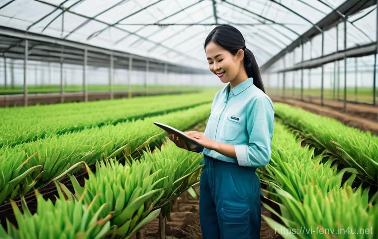 기후 변화와 농업 - **Prompt:** A resilient Vietnamese farmer, a middle-aged woman with a weathered but determined face,...