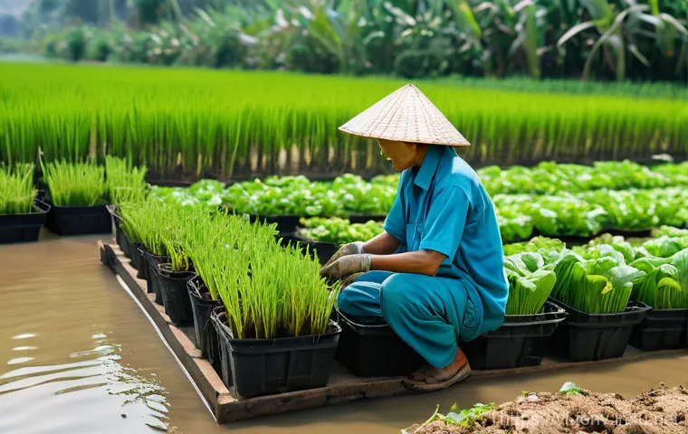 기후 변화와 농업 - **Prompt:** A vibrant scene showcasing modern, sustainable agriculture in Vietnam. A young, enthusia...