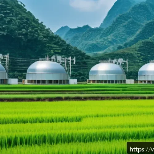 Home 30 소형 원자로와 에너지 생산 - A modern small modular nuclear reactor (SMR) facility situated in a lush Vietnamese rural landscape,...