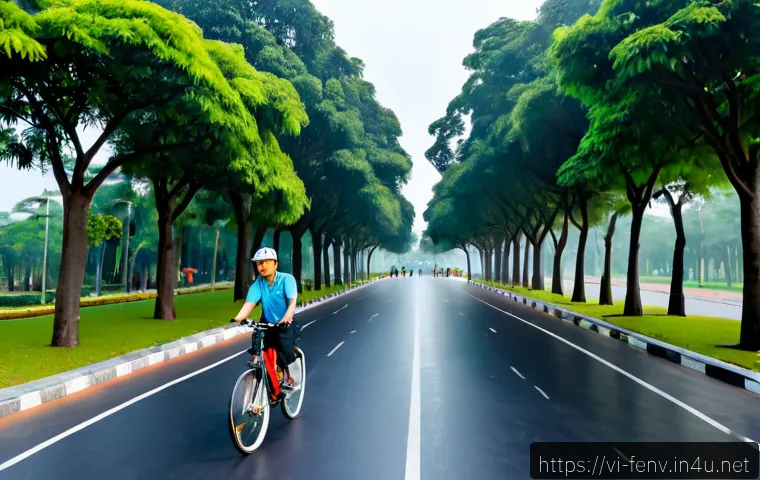 환경 친화적인 정책 - Photorealistic wide-angle scene of a modern Vietnamese city park with solar-powered streetlights, de...